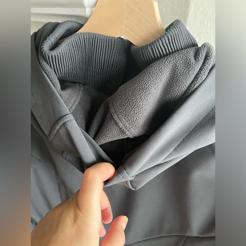 Champion Jacket Women's xl dark grey Hooded Full Zip Lined Windbreaker.Pockets. - Picture 7 of 10